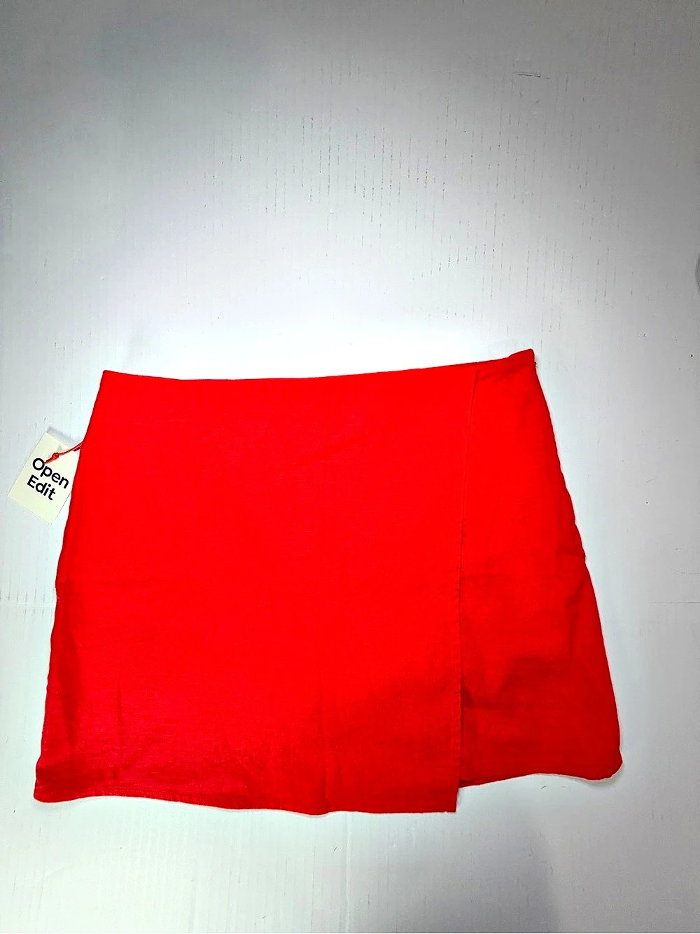 Open Edit Linen Blend Skirt Red Mini Skirt with built in shorts Size Small NWT